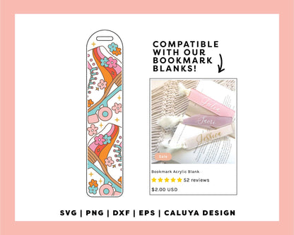 [ Digital File ] Bookmark Template SVG | Retro Skater SVG