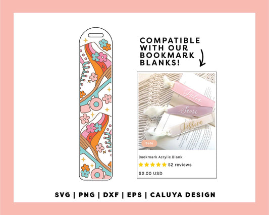 [ Digital File ] Bookmark Template SVG | Retro Skater SVG