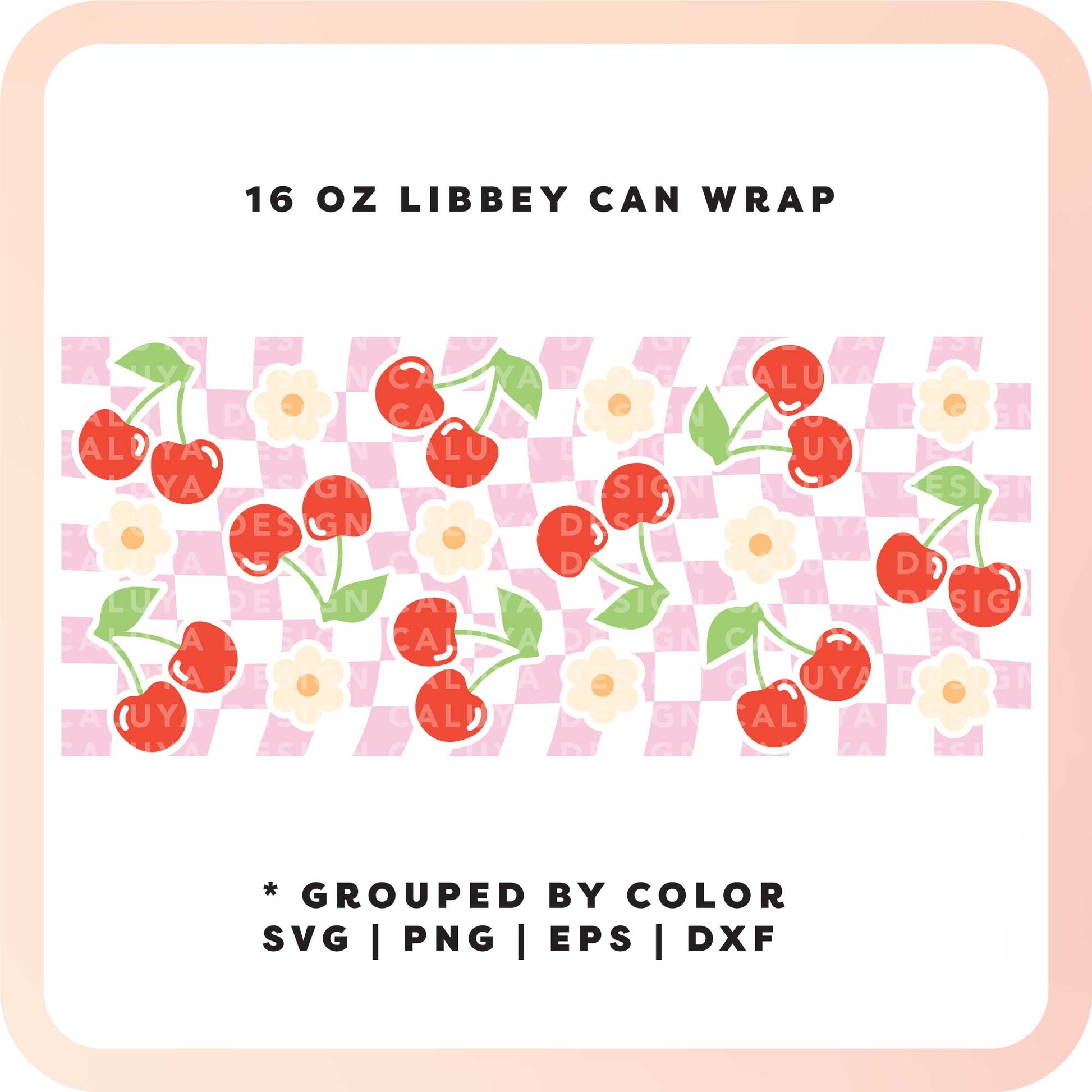 16oz Libbey Can Cup Wrap SVG | Happy Cherry SVG