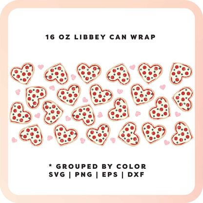 16oz Libbey Can Cup Wrap SVG | Heart Pizza SVG