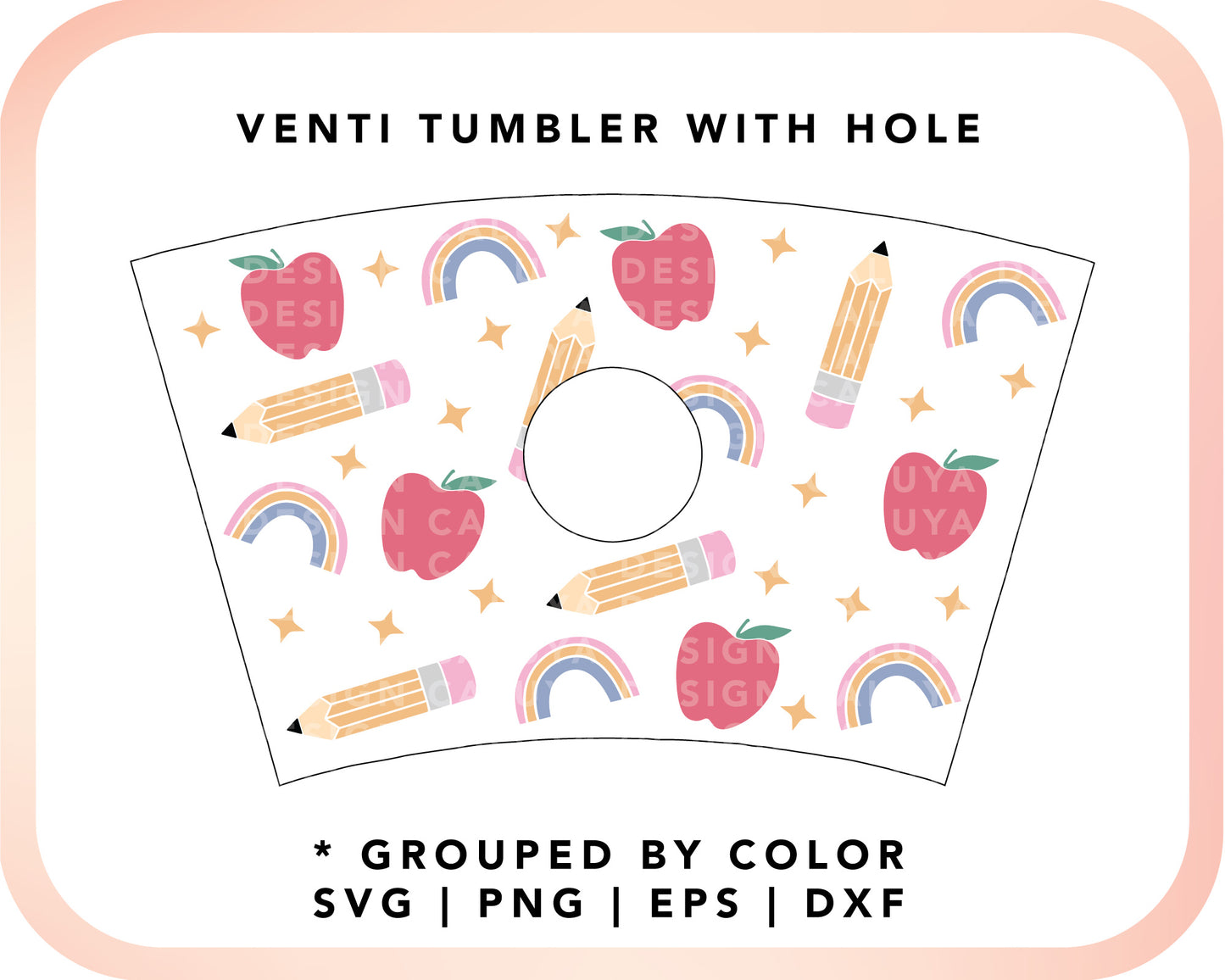 With Logo Venti Cup Wrap SVG | Cute School