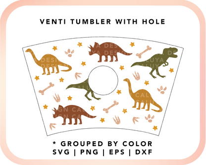 With Logo Venti Cup Wrap SVG | Dinosaur Wraps