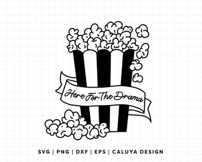 FREE Here For The Drama SVG | Popcorn Outline SVG