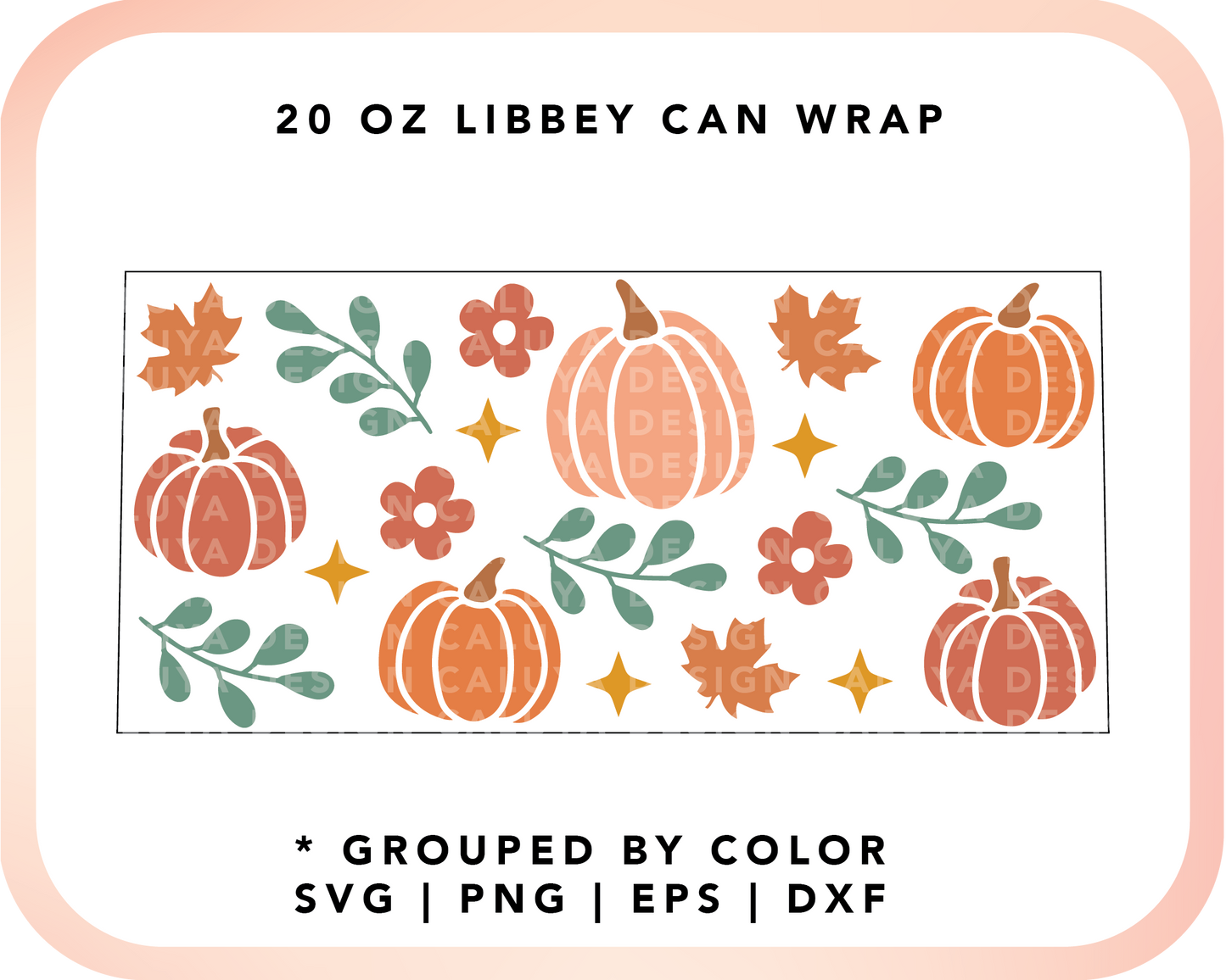 16oz Libbey Can Cup Wrap | Cute Pumpkin Wraps
