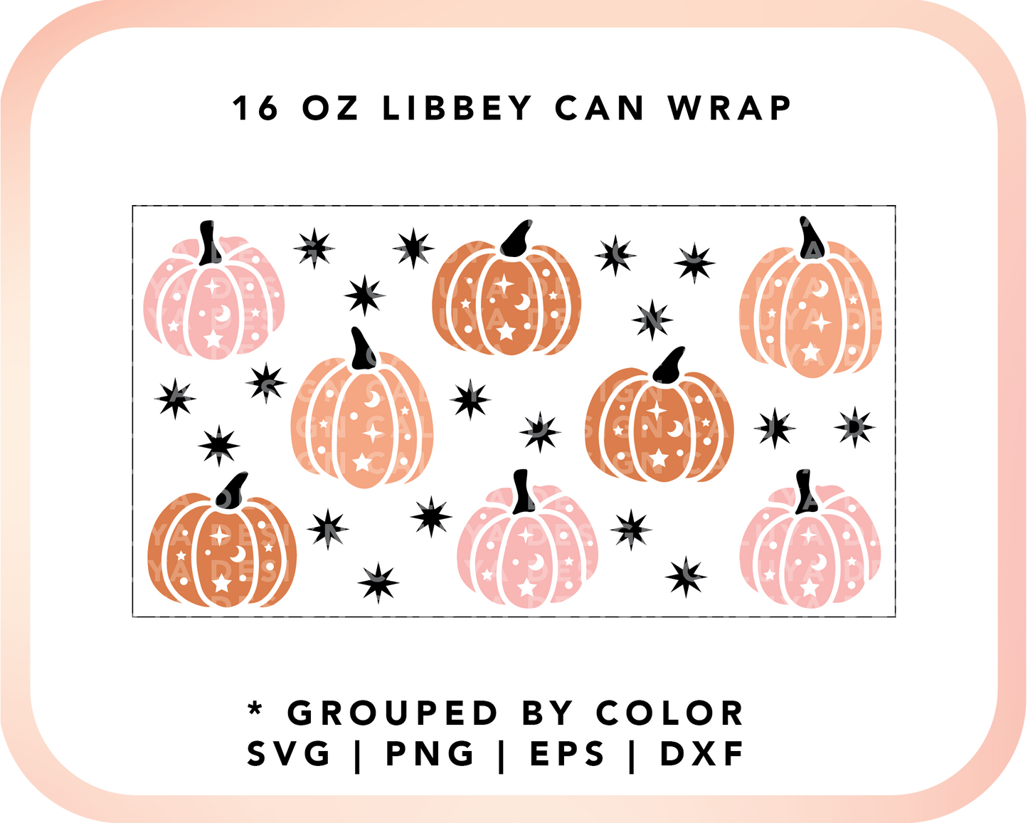 20oz Libbey Can Cup Wrap | Sparkle Pumpkin