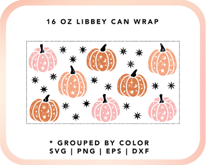20oz Libbey Can Cup Wrap | Sparkle Pumpkin