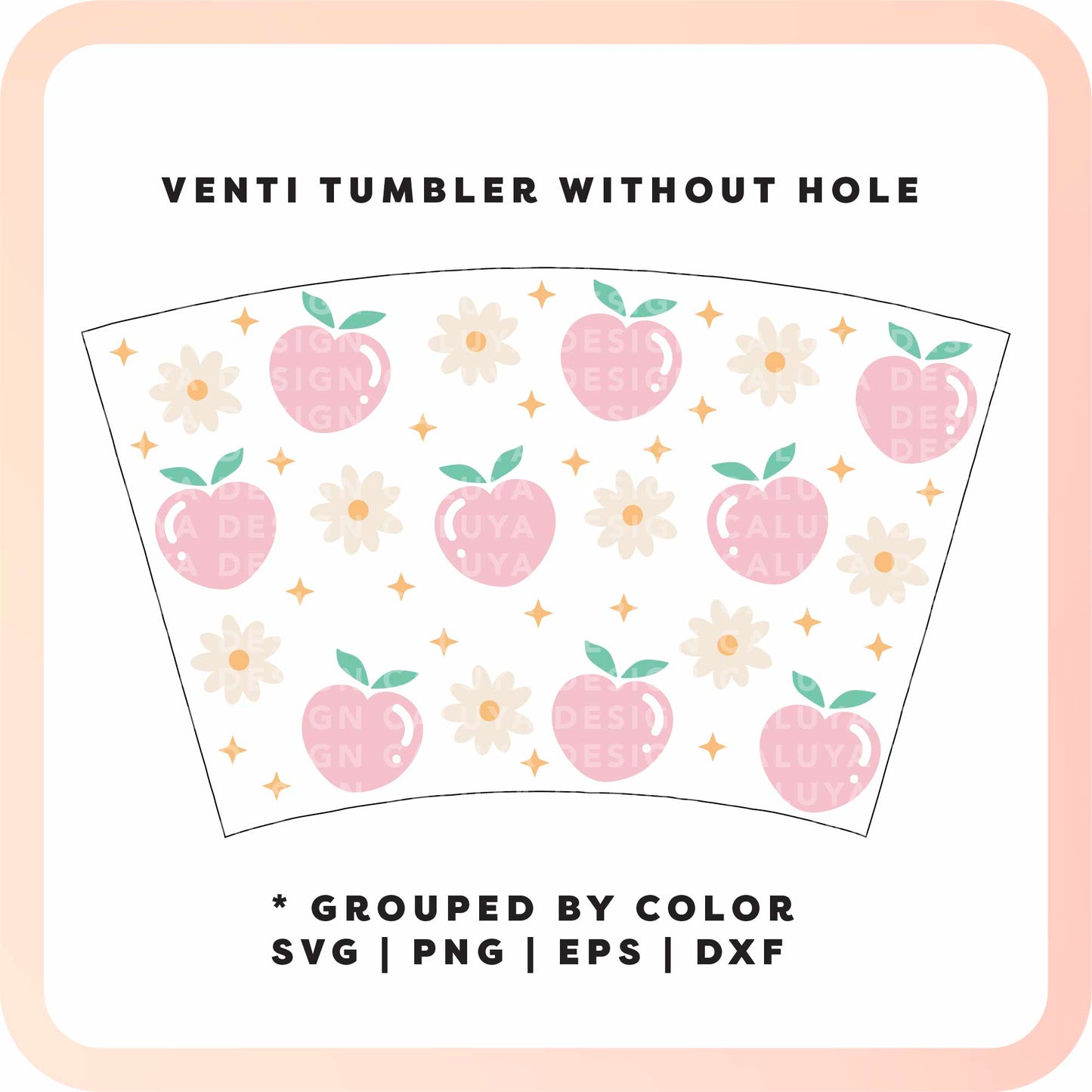 No Logo Venti Cup Wrap SVG | Floral Peach SVG