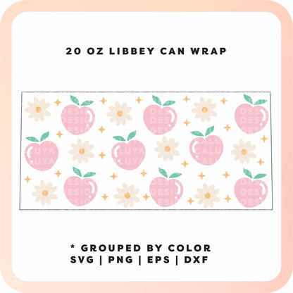 20oz Libbey Can Cup Wrap | Floral Peach SVG