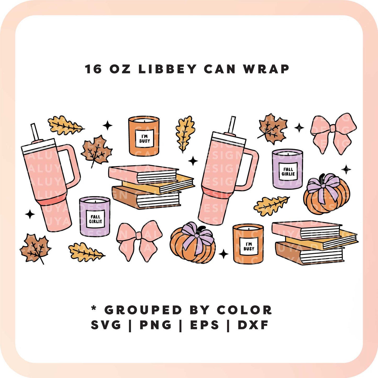 16oz Libbey Can Wrap SVG | Fall Girly SVG