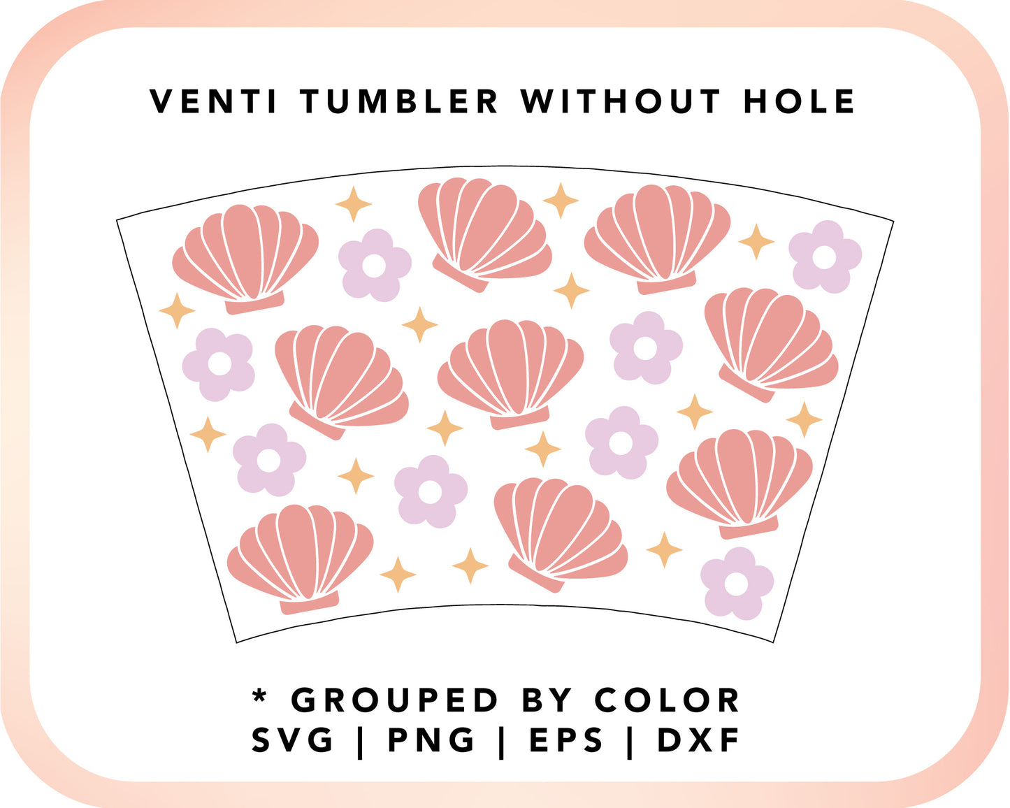 No Logo Venti Cup Wrap SVG | Pastel Seashell