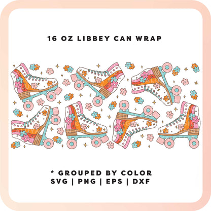 [ Digital File ] 16oz Libbey Can Wrap SVG | Retro Skater SVG