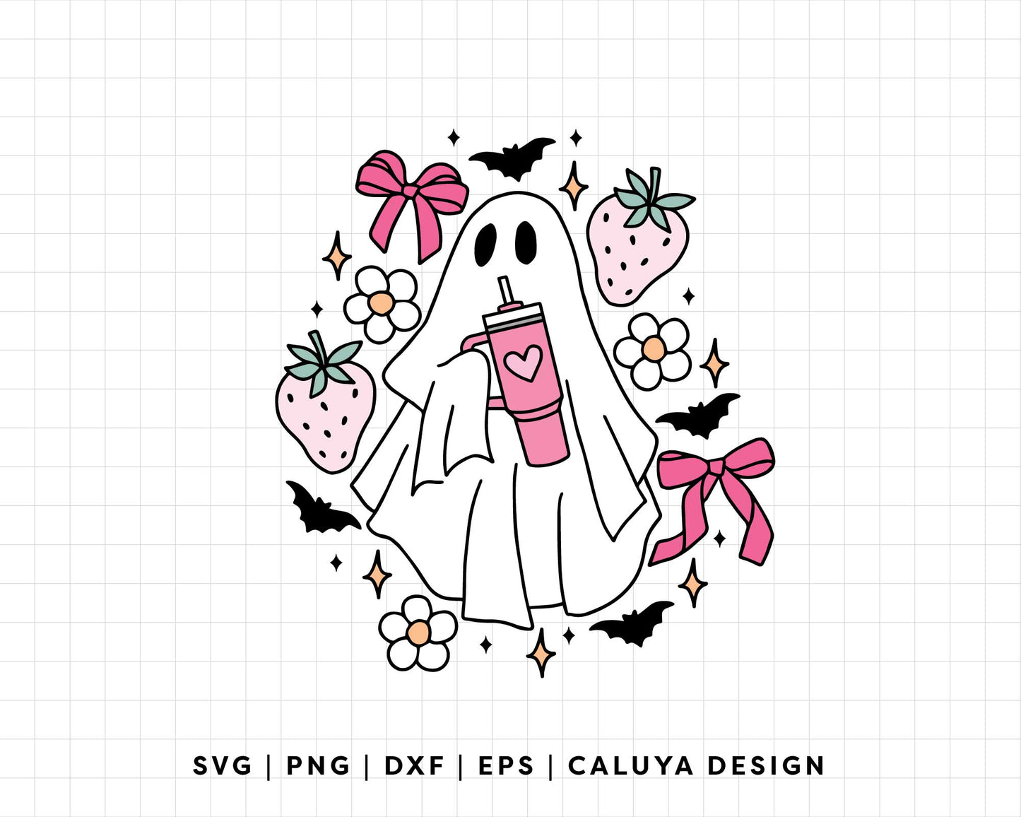 FREE Girl Ghost SVG | Cute Strawberry Ghost SVG