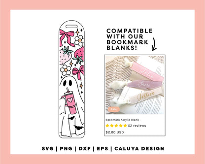 Bookmark Template SVG | Girly Ghost Bookmark SVG