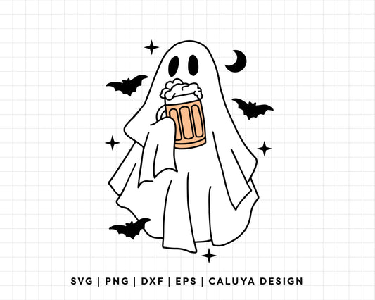 FREE Beer Ghost SVG | Drinking Ghost SVG