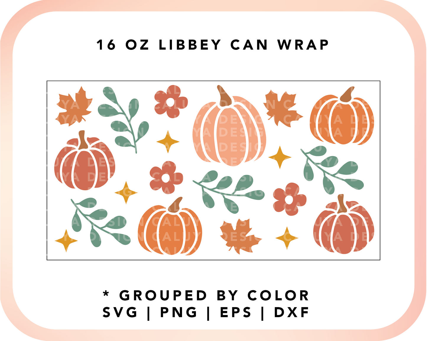 20oz Libbey Can Cup Wrap | Cute Pumpkin Wraps