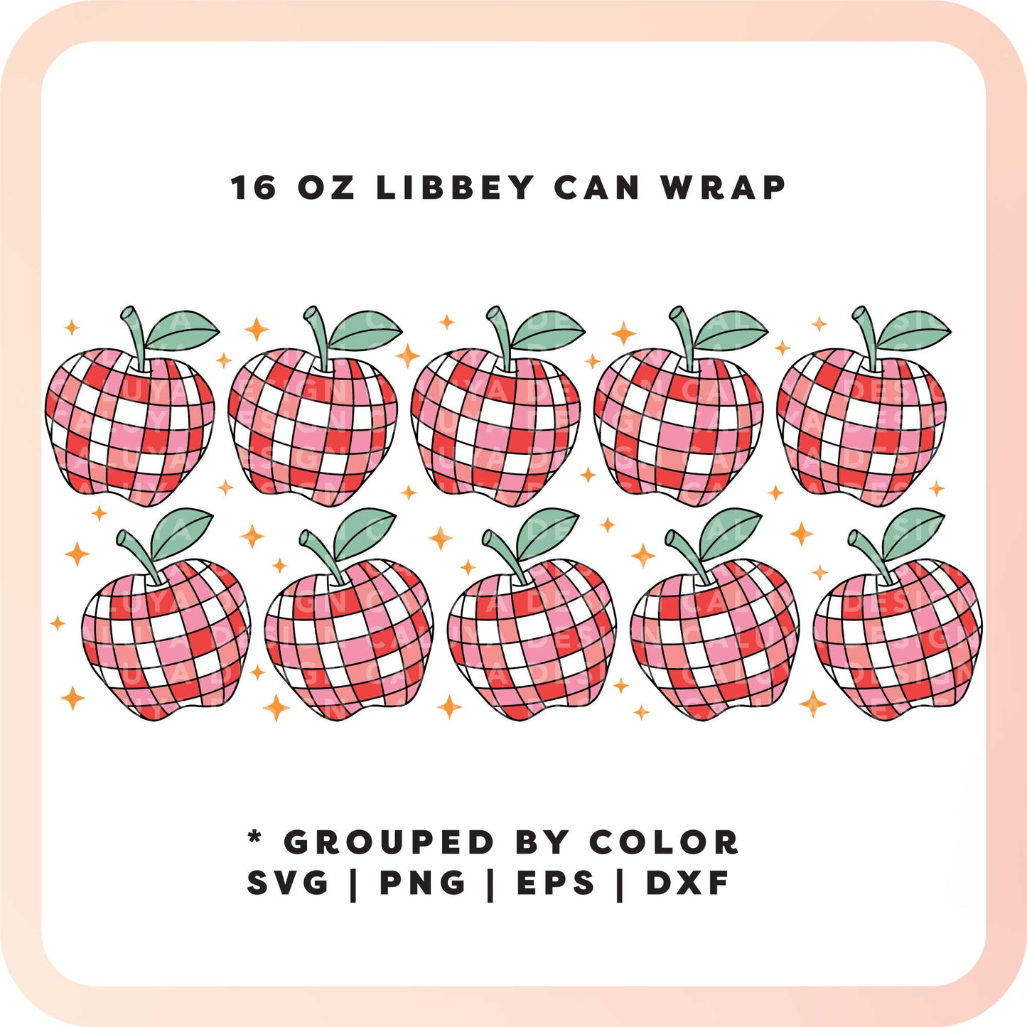 [ Digital File ] 16oz Libbey Can Wrap SVG | Disco Apple SVG