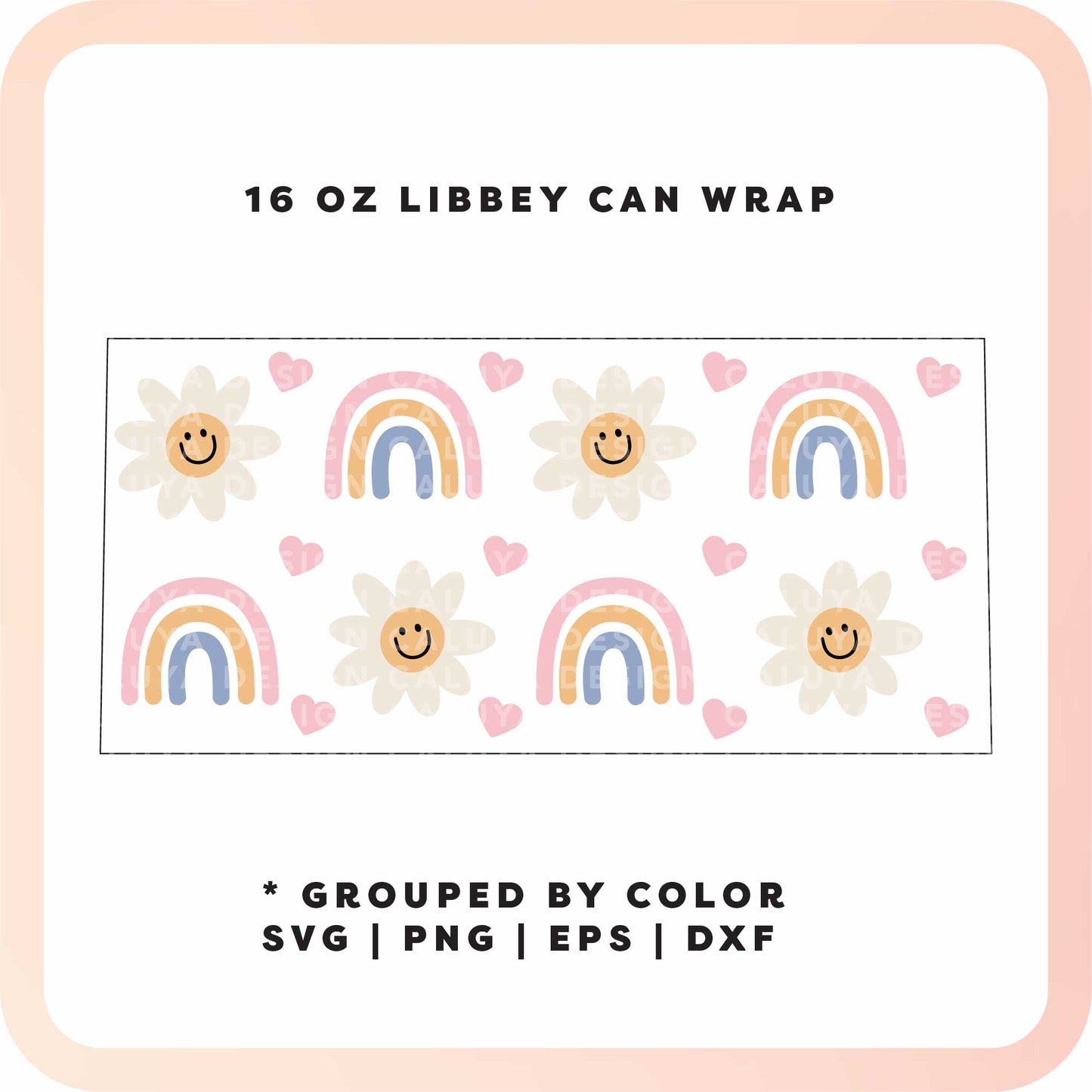 16oz Libbey Can Cup Wrap | Pastel Daisies SVG