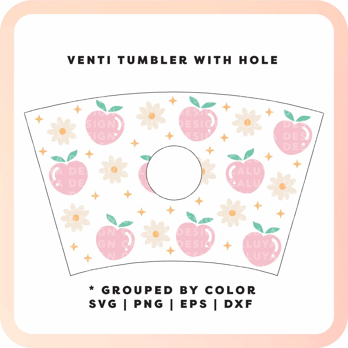 With Logo Venti Cup Wrap SVG | Floral Peach SVG