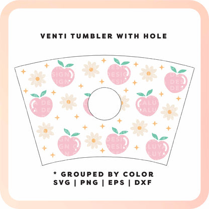With Logo Venti Cup Wrap SVG | Floral Peach SVG