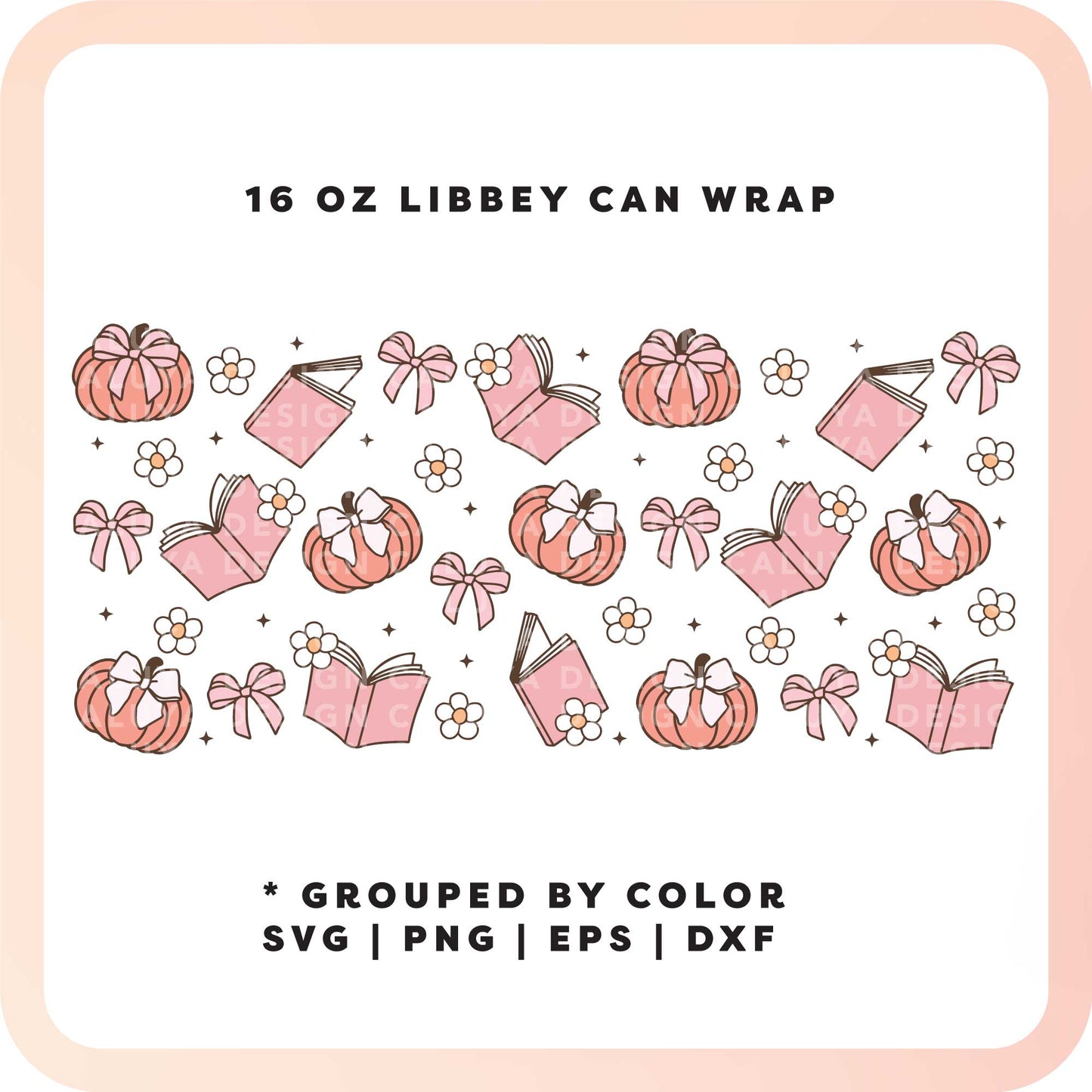 16oz Libbey Can Wrap SVG | Pumpkin Book SVG