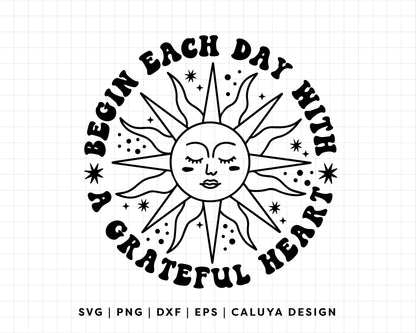 FREE Celestial Sun SVG | Inspirational Quote Outline SVG