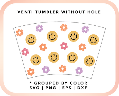 No Logo Venti Cup Wrap SVG | Smiles and flowers