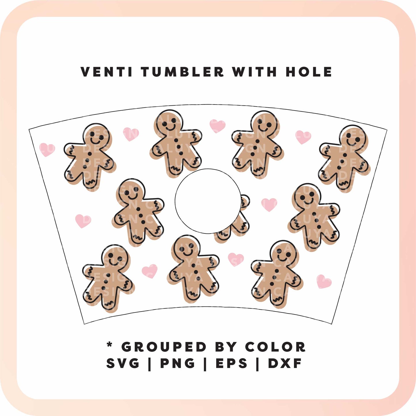 With Logo Venti Cup Wrap SVG | Heart Gingerbread Man SVG
