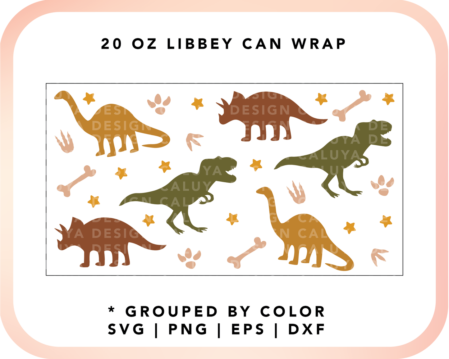 20oz Libbey Can Cup Wrap | Dinosaur Wraps