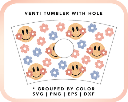 With Logo Venti Cup Wrap SVG | Daisy Cheek Smiley Face
