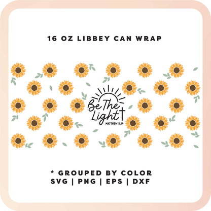 16oz Libbey Can Cup Wrap SVG | Be The Light SVG