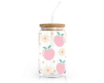16oz Libbey Can Cup Wrap | Floral Peach SVG