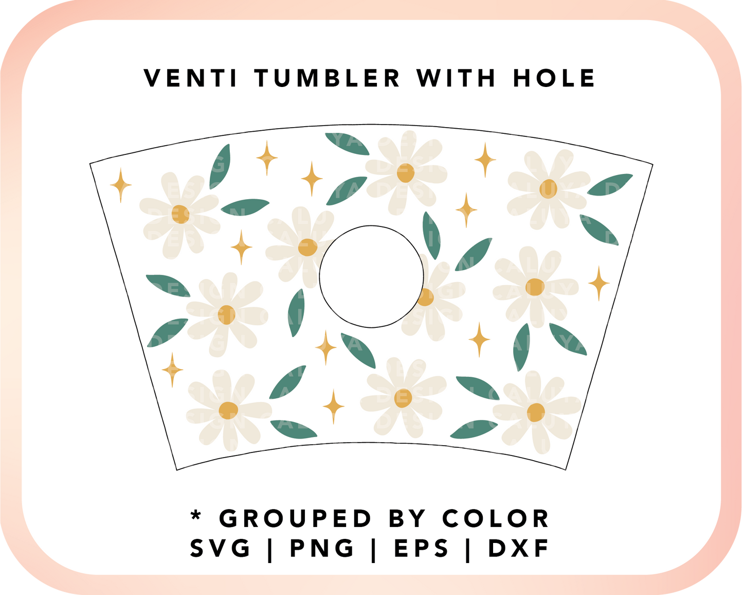 With Logo Venti Cup Wrap SVG | Daisy Flower