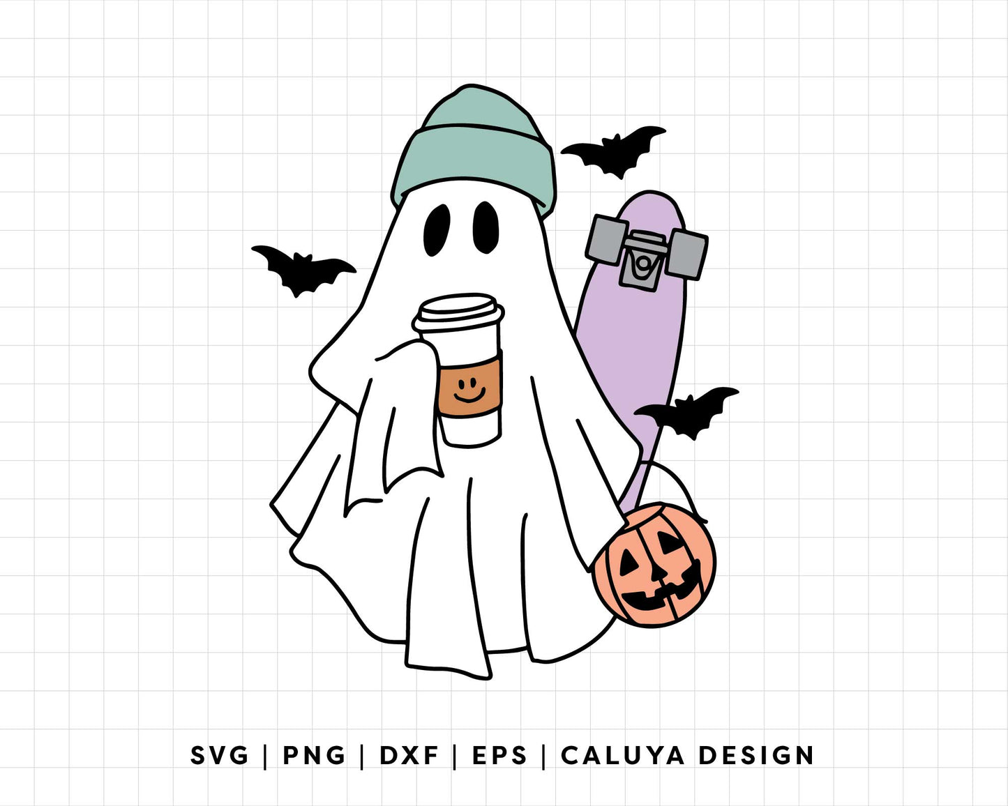 FREE Skate Ghost SVG | Boy Ghost SVG