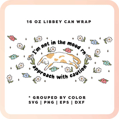 16oz Libbey Can Cup Wrap SVG | Cozy Cat SVG