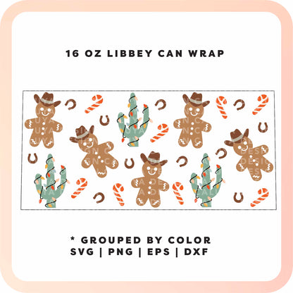 16oz Libbey Can Cup Wrap | Western Howdy Holiday SVG