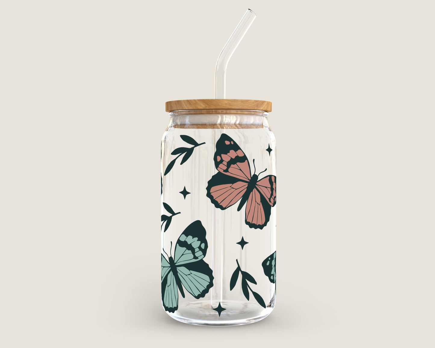 16oz Libbey Can Cup Wrap | Black Butterfly SVG