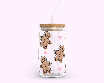 16oz Libbey Can Cup Wrap | Heart Gingerbread Man SVG
