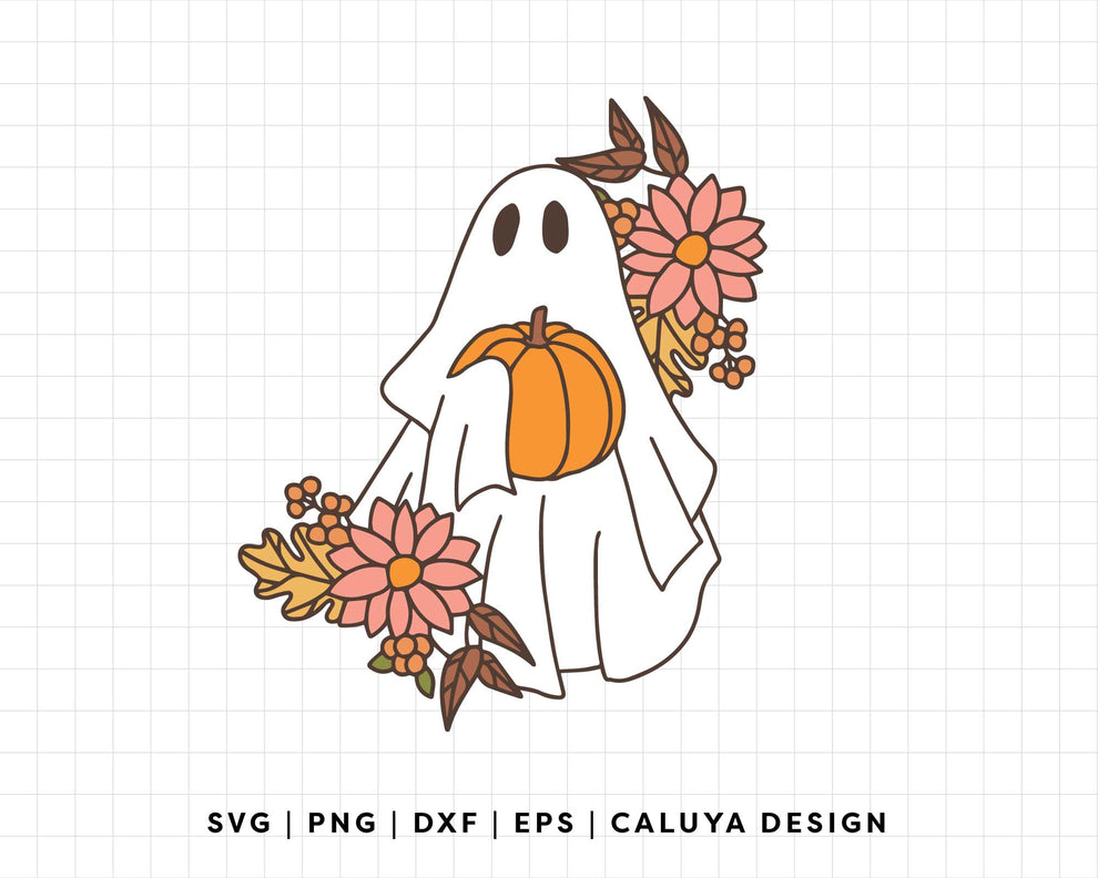 FREE Fall Floral Ghost SVG | Sheet Ghost SVG – Caluya Design