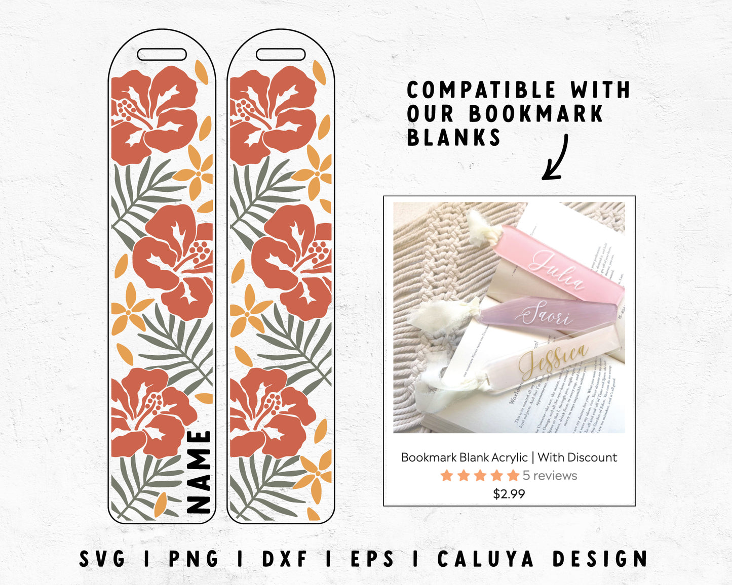 Bookmark Template SVG | Hibiscus Flower SVG | Hawaii SVG