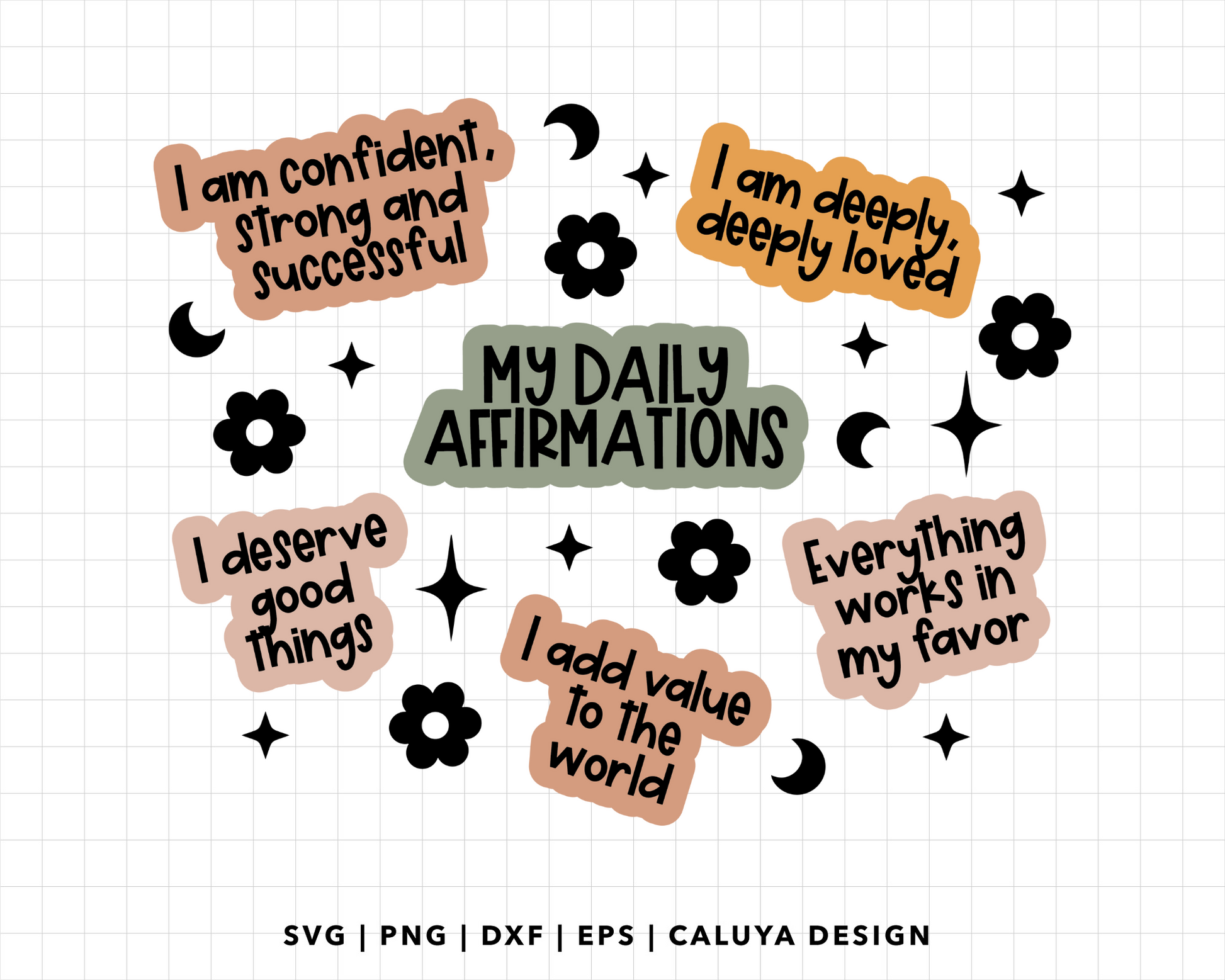 Affirmations Stickers PNG Bundle, Print And Cut Stickers