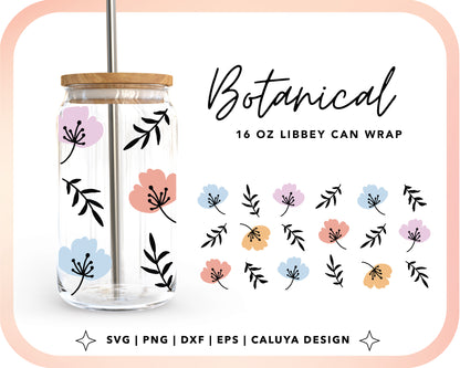 16oz Libbey Can Cup Wrap | Botanical Flower