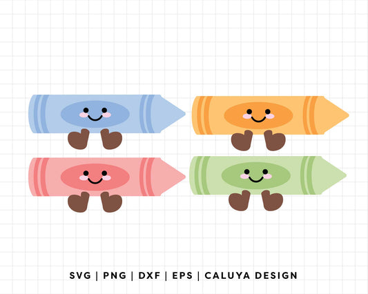FREE Kawaii Crayons SVG | Kawaii School SVG