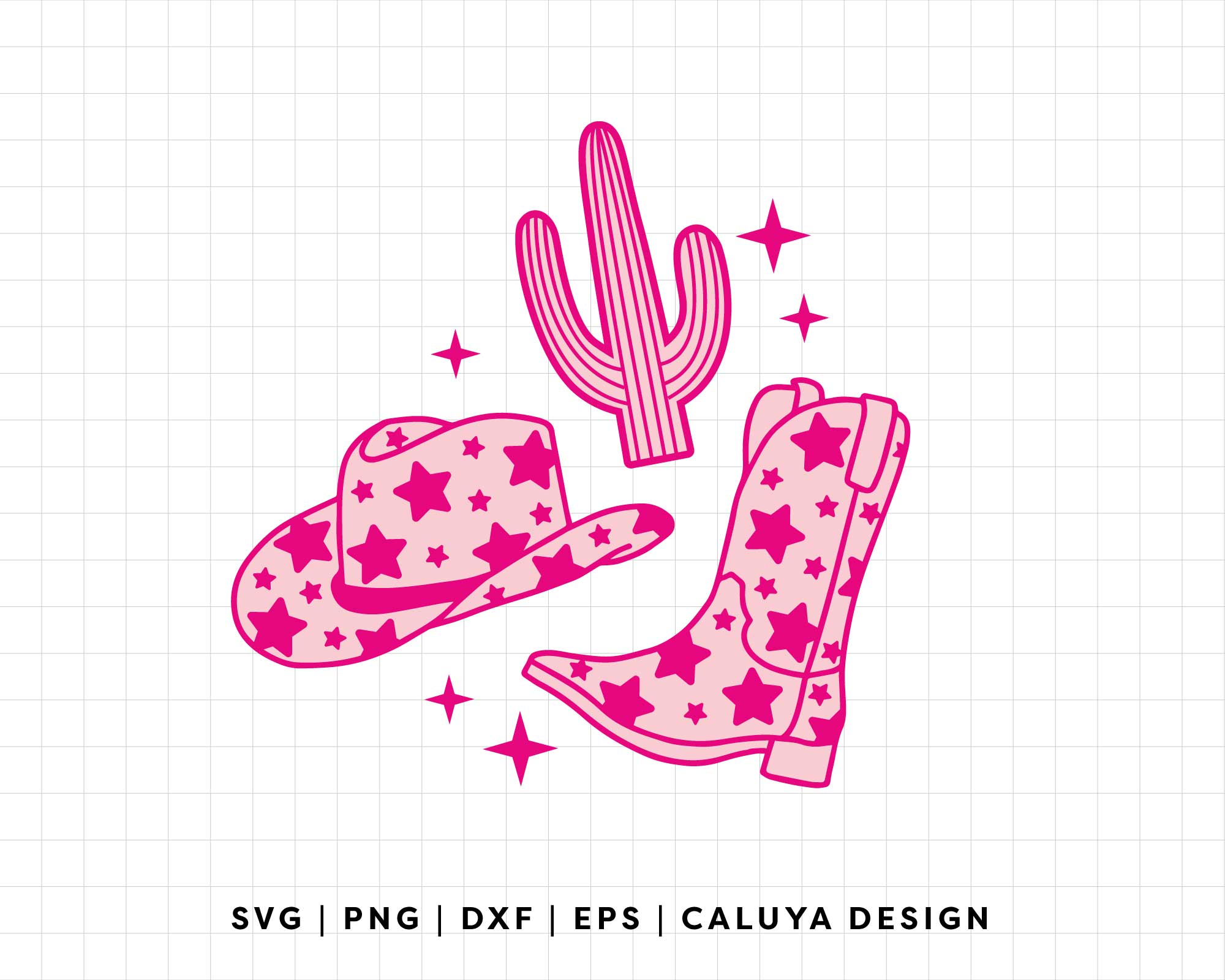 FREE Pink Cowgirl SVG | Star Cowgirl SVG – Caluya Design
