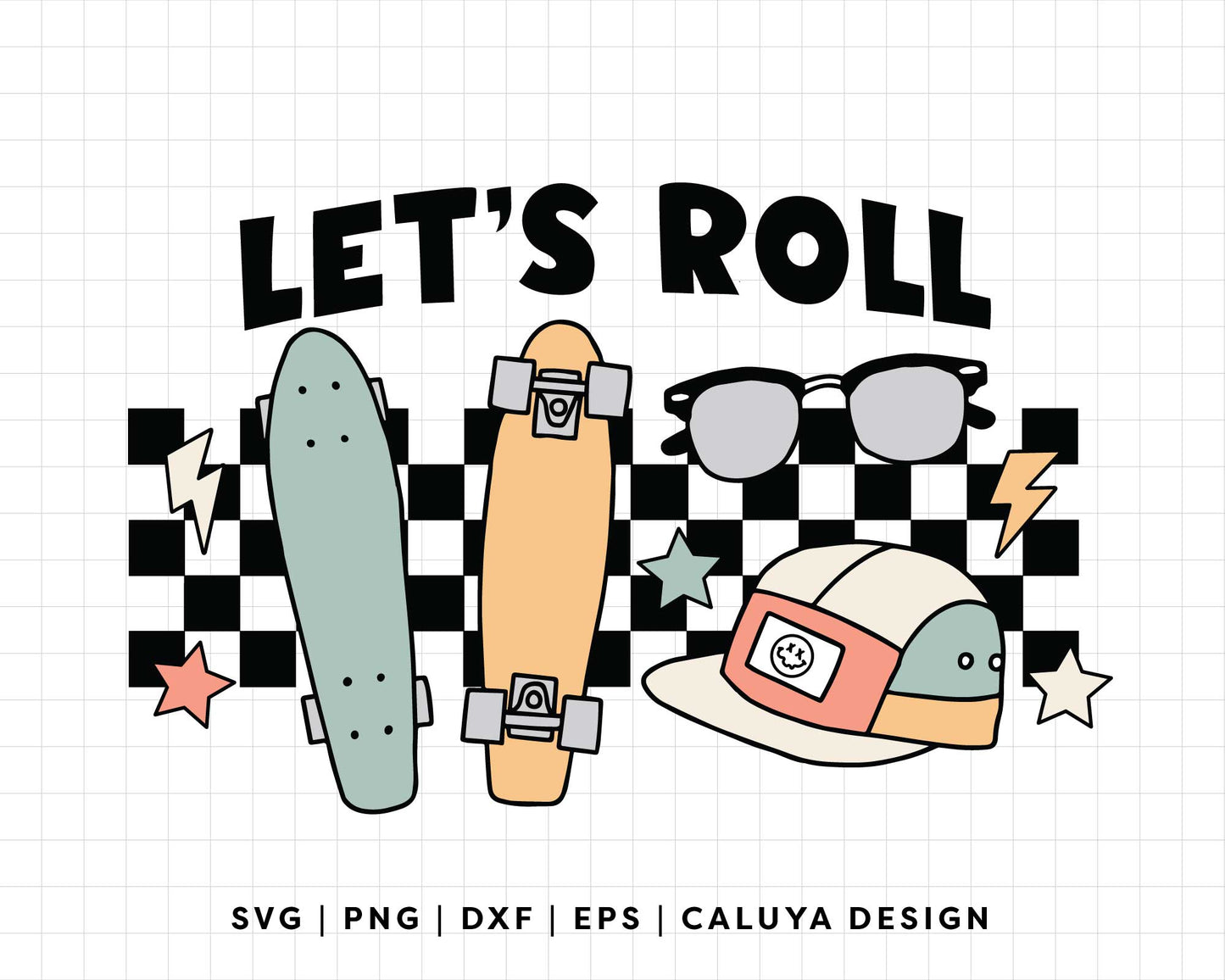 FREE Let's Roll SVG | Skateboard SVG