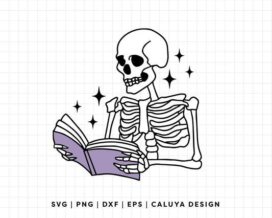 FREE Skeleton With Book SVG | Halloween Book SVG