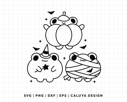 FREE Froggy Halloween SVG | Kawaii Halloween Outline SVG