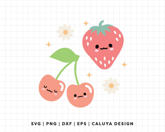 FREE Kawaii Strawberry SVG | Kawaii Cherry SVG