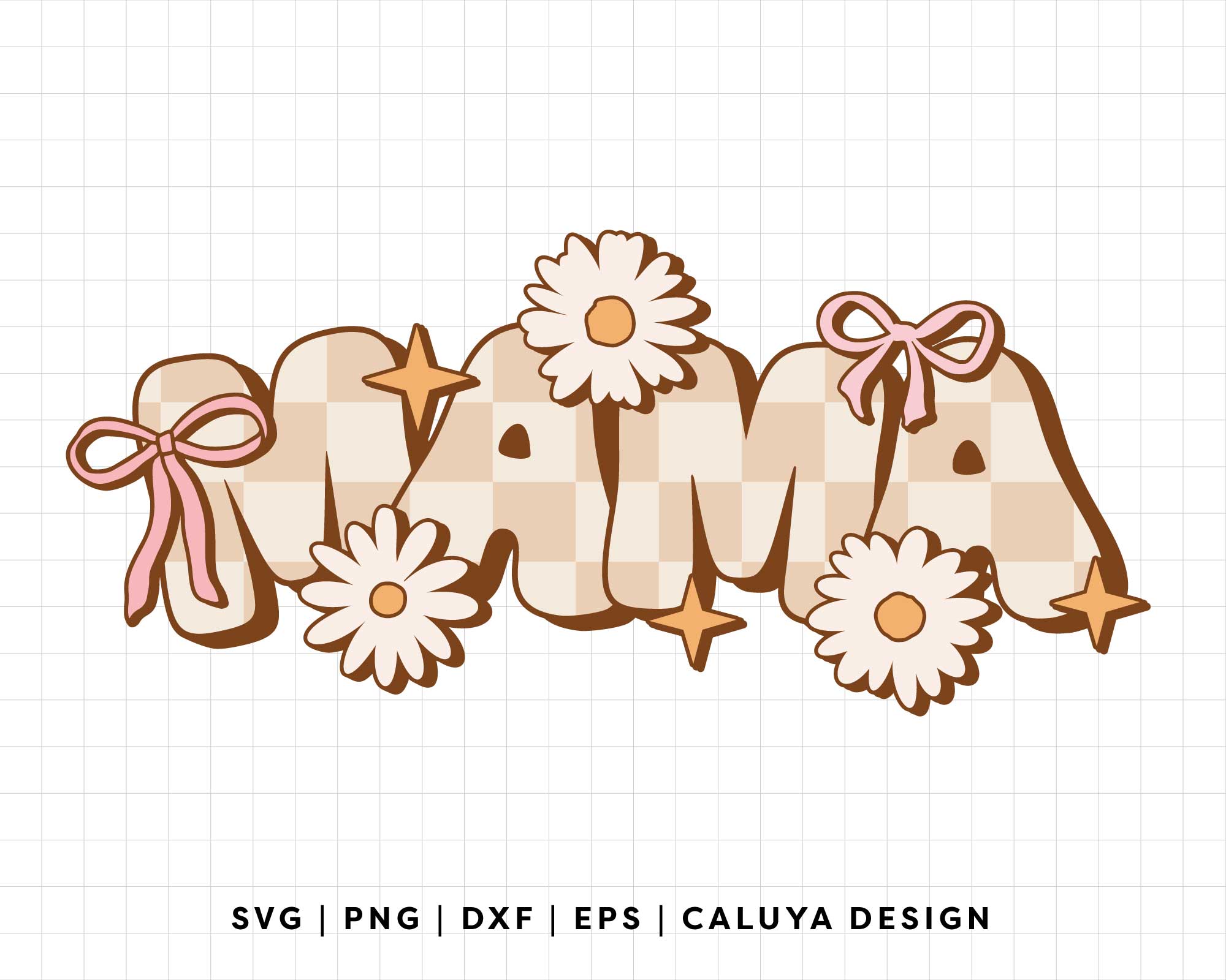 Momma Pattern Svg FREE Mama SVG | Retro Bow Mama SVG – Caluya Design