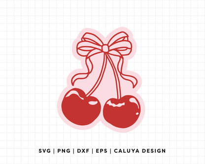 FREE Coquette Cherry SVG | Cherry with Bow SVG