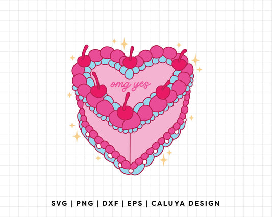 FREE Heart Cake SVG | Cherry Cake SVG